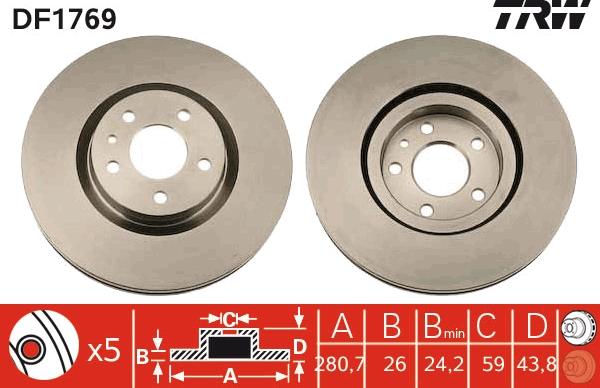 TRW DF1769 - Brake Disc autospares.lv