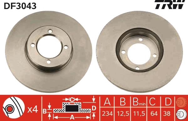 TRW DF3043 - Brake Disc autospares.lv