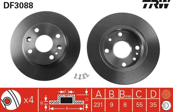 TRW DF3088 - Brake Disc autospares.lv