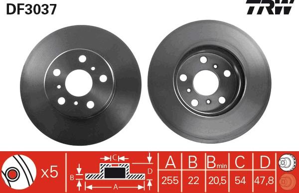 TRW DF3037 - Brake Disc autospares.lv