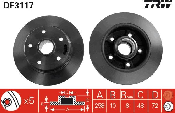 TRW DF3117 - Brake Disc autospares.lv