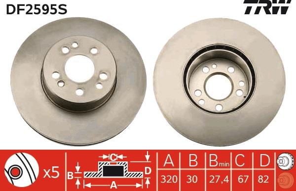 TRW DF2595S - Brake Disc autospares.lv