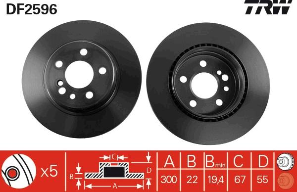 TRW DF2596 - Brake Disc autospares.lv