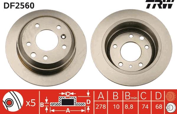 TRW DF2560 - Brake Disc autospares.lv