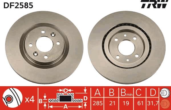 TRW DF2585 - Brake Disc autospares.lv