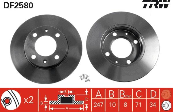 TRW DF2580 - Brake Disc autospares.lv