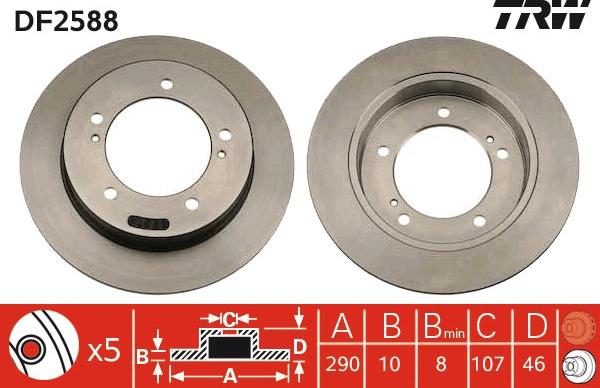 TRW DF2588 - Brake Disc autospares.lv