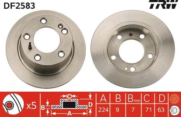 TRW DF2583 - Brake Disc autospares.lv