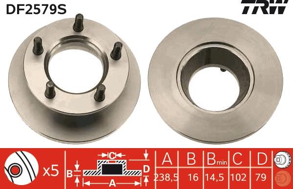 TRW DF2579S - Brake Disc autospares.lv