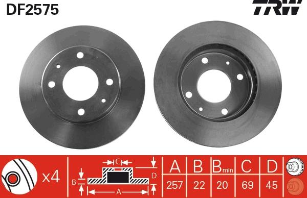 TRW DF2575 - Brake Disc autospares.lv