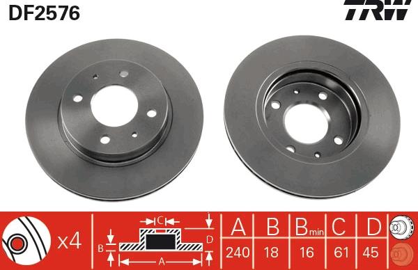 TRW DF2576 - Brake Disc autospares.lv