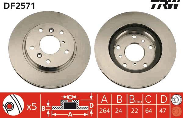 TRW DF2571 - Brake Disc autospares.lv