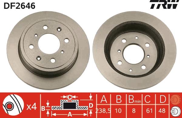 TRW DF2646 - Brake Disc autospares.lv