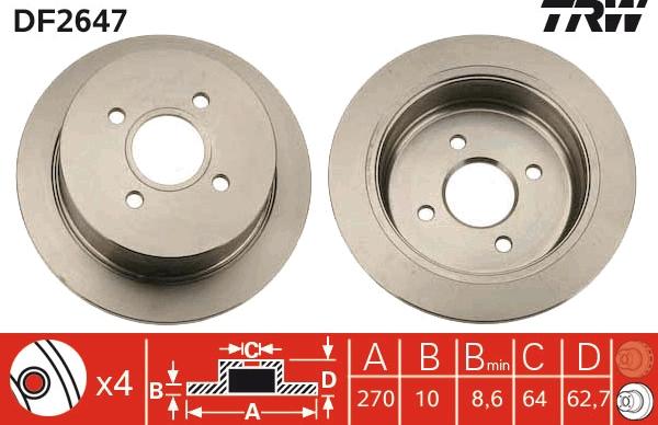 TRW DF2647 - Brake Disc autospares.lv