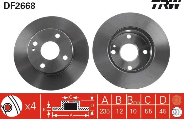 TRW DF2668 - Brake Disc autospares.lv