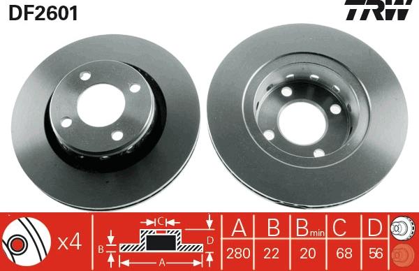 TRW DF2601 - Brake Disc autospares.lv