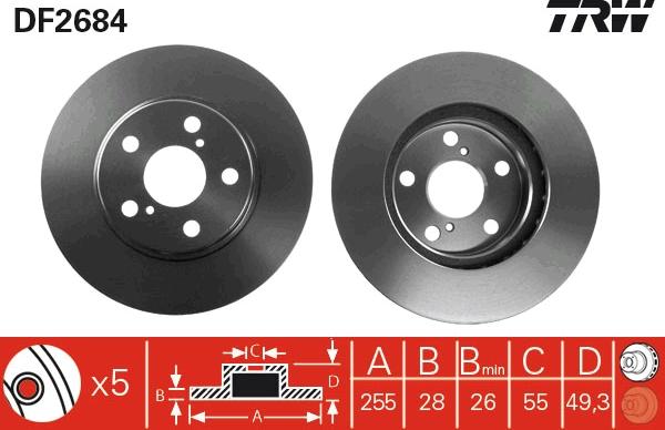 TRW DF2684 - Brake Disc autospares.lv