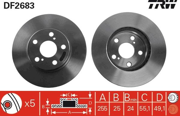 TRW DF2683 - Brake Disc autospares.lv