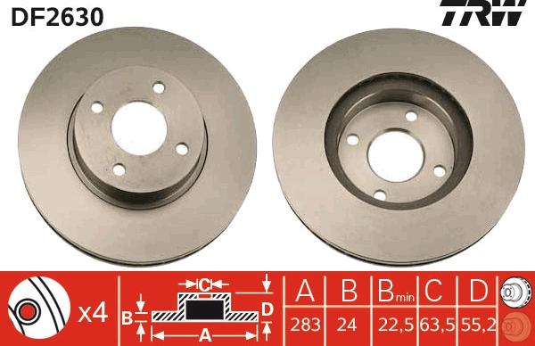 TRW DF2630 - Brake Disc autospares.lv