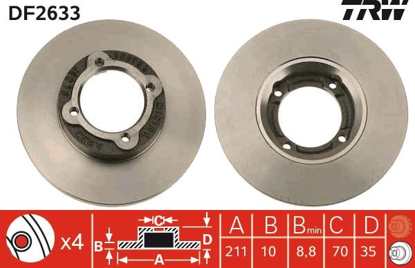 TRW DF2633 - Brake Disc autospares.lv