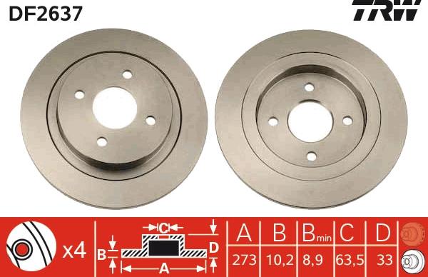 TRW DF2637 - Brake Disc autospares.lv