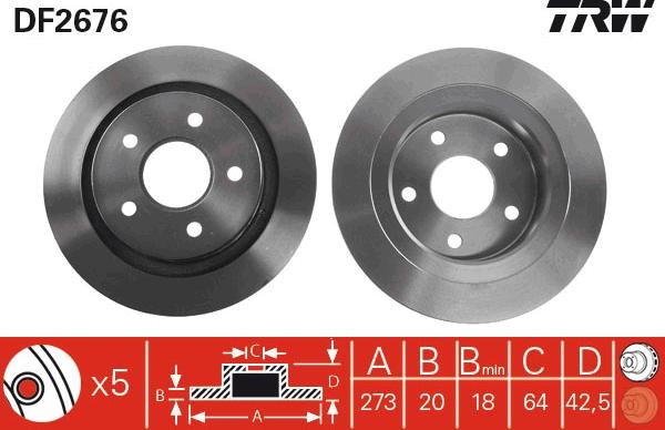 TRW DF2676 - Brake Disc autospares.lv