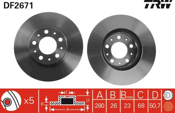 TRW DF2671 - Brake Disc autospares.lv