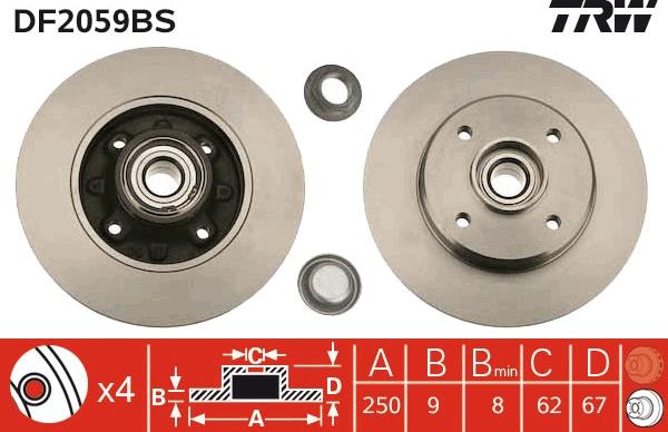 TRW DF2059BS - Brake Disc autospares.lv