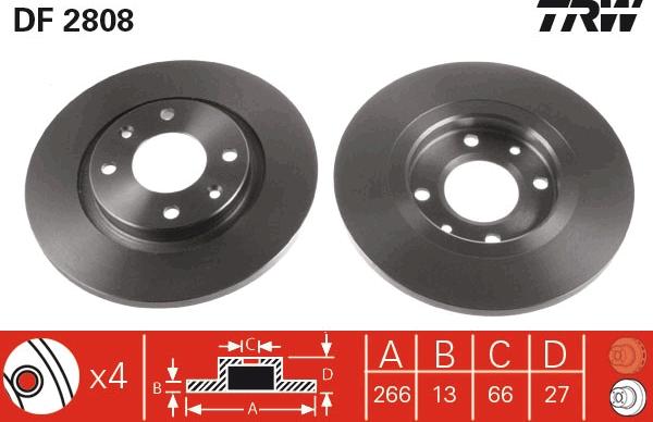 TRW DF2808 - Brake Disc autospares.lv