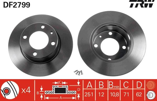 TRW DF2799 - Brake Disc autospares.lv