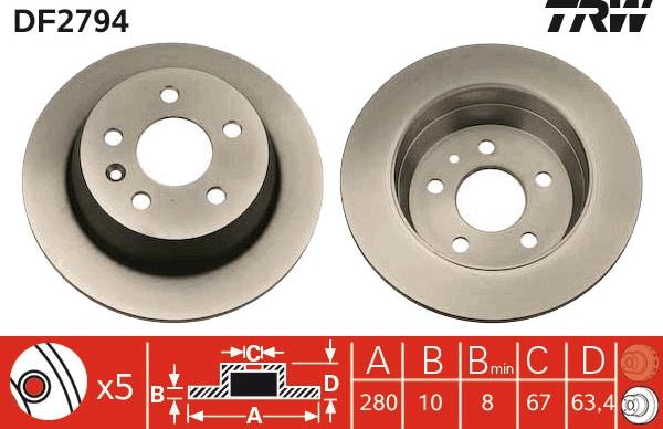 TRW DF2794 - Brake Disc autospares.lv