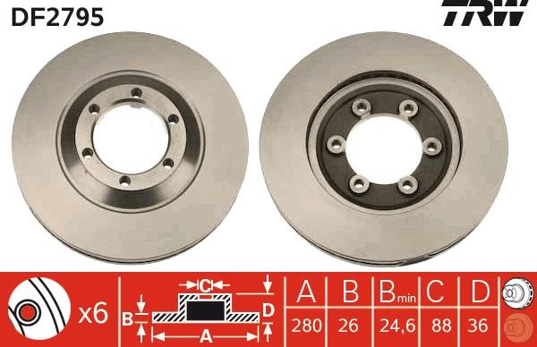 TRW DF2795 - Brake Disc autospares.lv