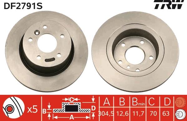 TRW DF2791S - Brake Disc autospares.lv