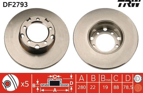 TRW DF2793 - Brake Disc autospares.lv