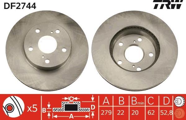 TRW DF2744 - Brake Disc autospares.lv