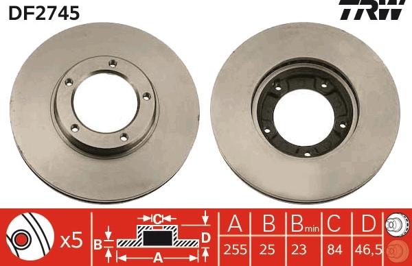 TRW DF2745 - Brake Disc autospares.lv