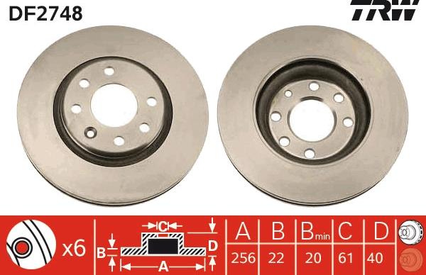 TRW DF2748 - Brake Disc autospares.lv