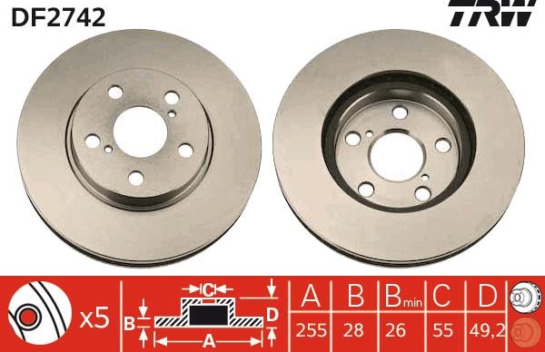 TRW DF2742 - Brake Disc autospares.lv