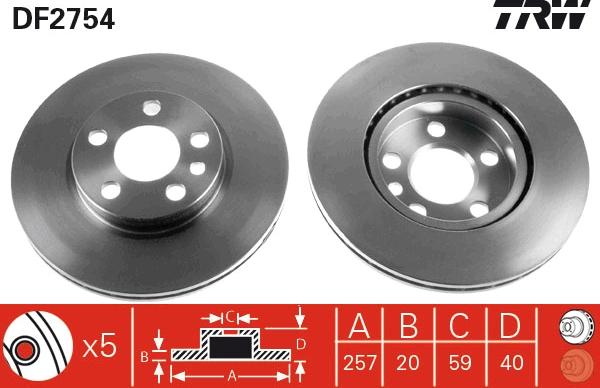 TRW DF2754 - Brake Disc autospares.lv