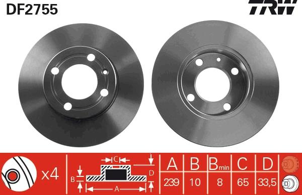 TRW DF2755 - Brake Disc autospares.lv