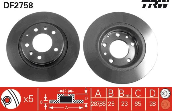 TRW DF2758 - Brake Disc autospares.lv