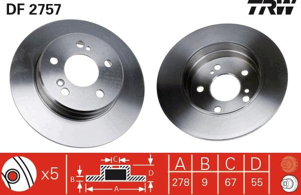 TRW DF2757 - Brake Disc autospares.lv