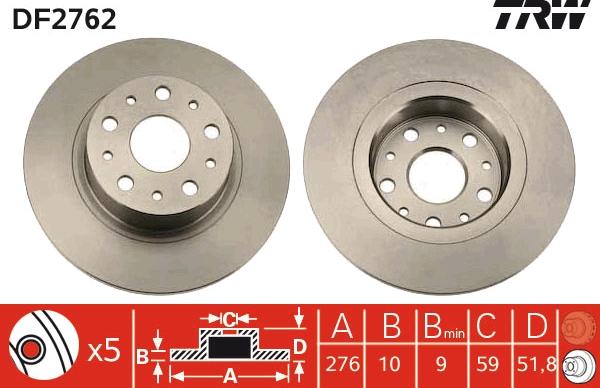 TRW DF2762 - Brake Disc autospares.lv