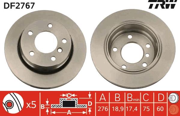 TRW DF2767 - Brake Disc autospares.lv