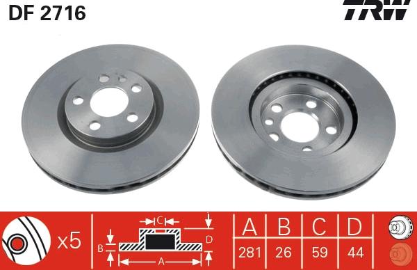 TRW DF2716 - Brake Disc autospares.lv