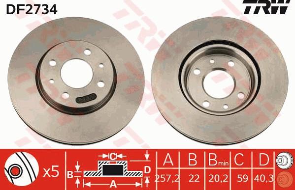 TRW DF2734 - Brake Disc autospares.lv