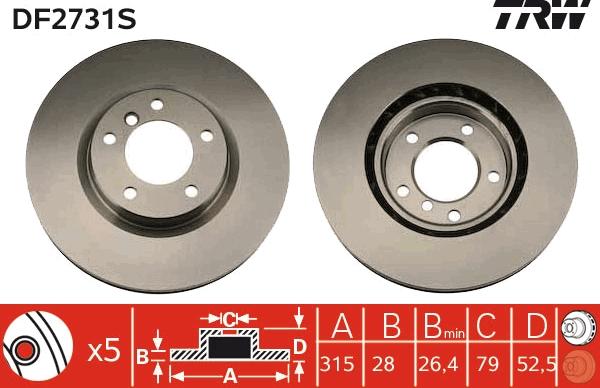 TRW DF2731S - Brake Disc autospares.lv