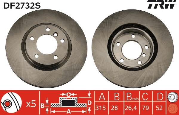 TRW DF2732S - Brake Disc autospares.lv