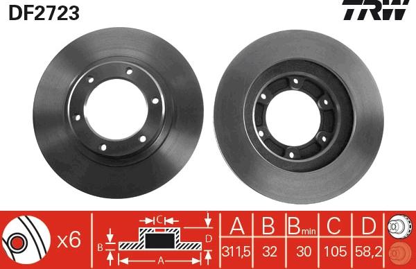 TRW DF2723 - Brake Disc autospares.lv