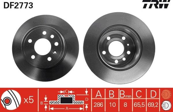 TRW DF2773 - Brake Disc autospares.lv